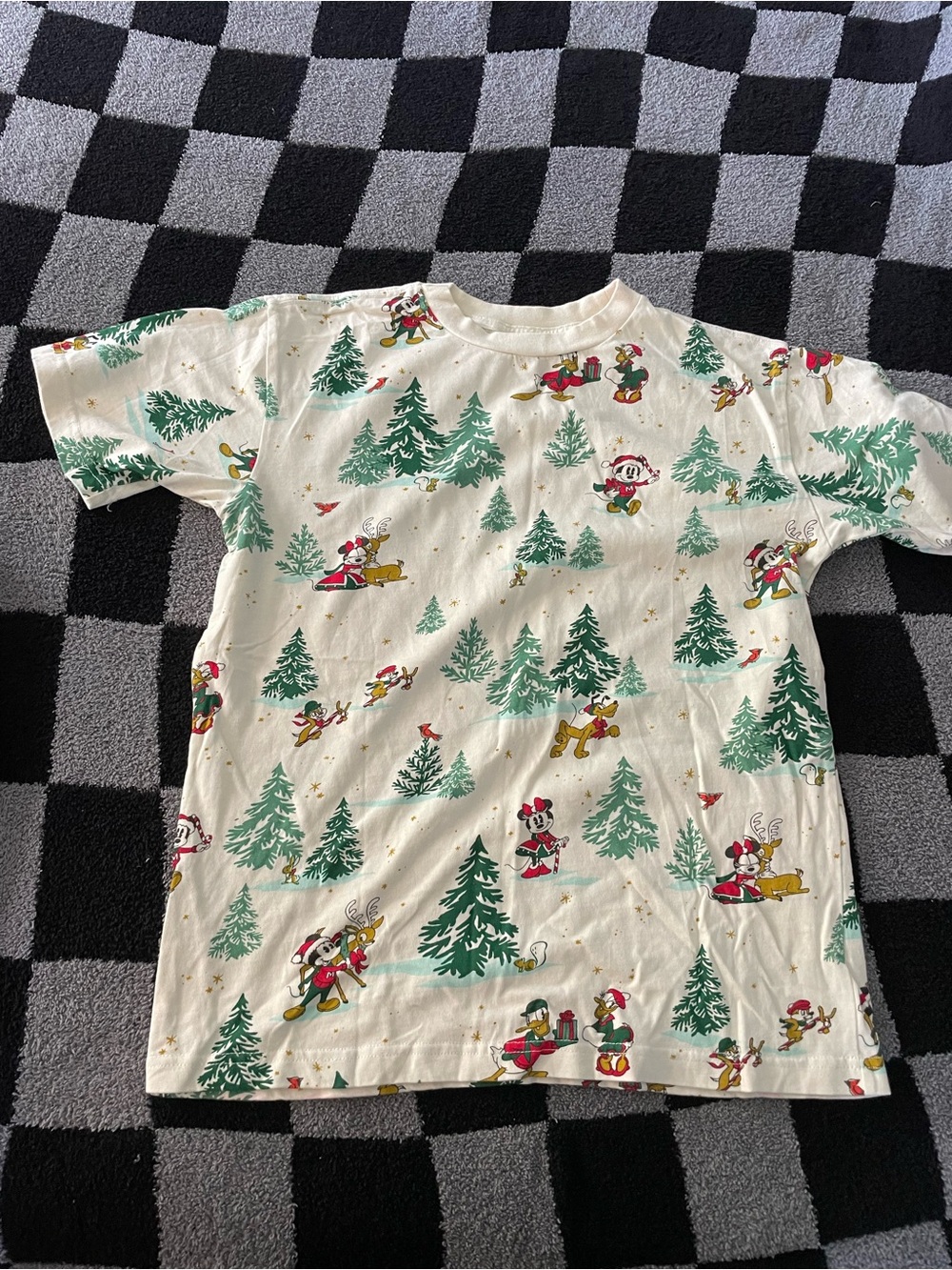 Disney Cream Tee with winter Christmas Print